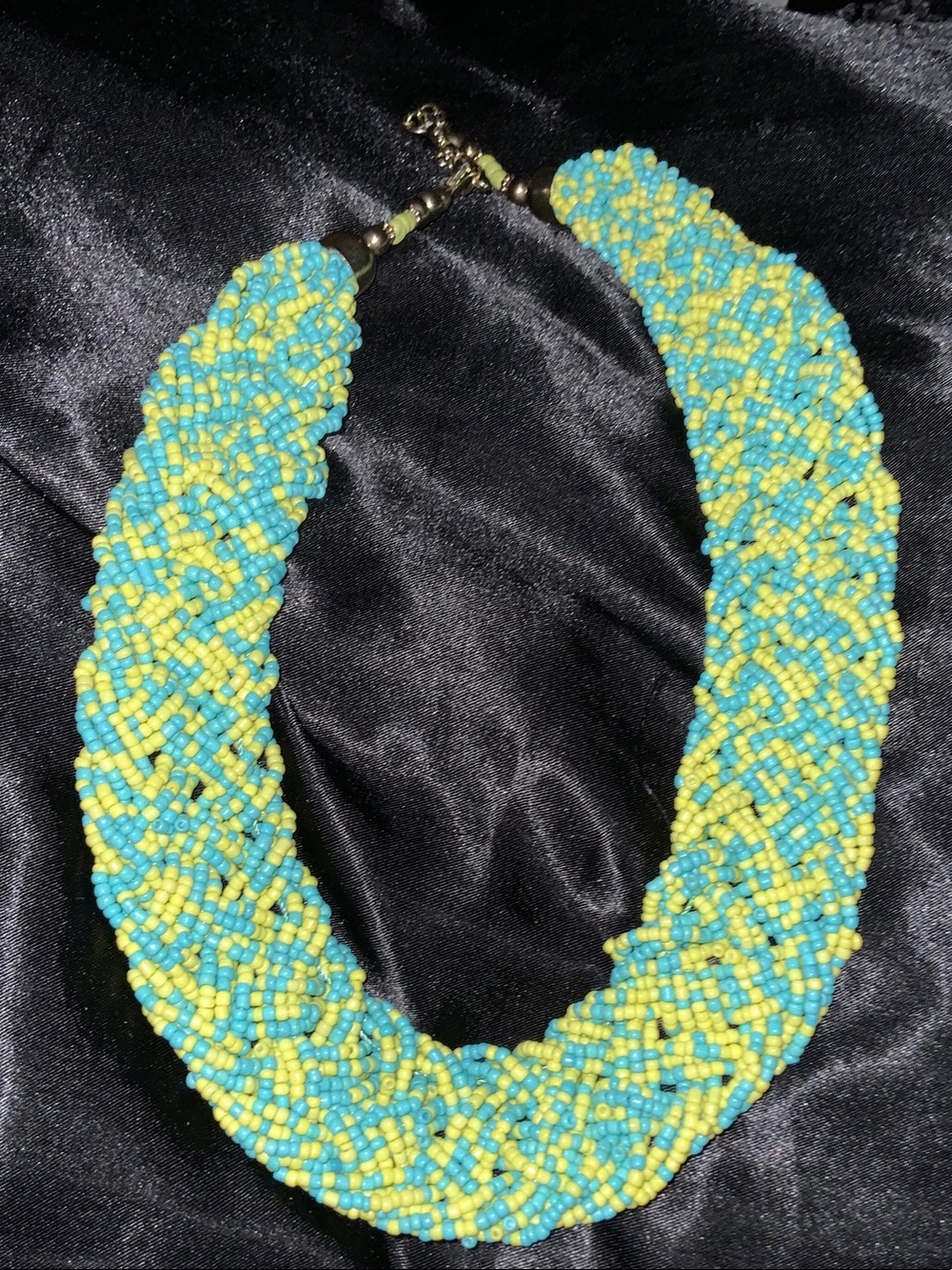Handcrafted Turquoise & Yellow Beaded Statement Necklace